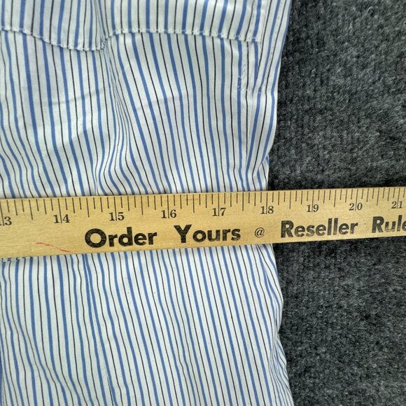 J Crew‎ Button Down Poplin Dress 14 White Blue Stripe Long Maxi Coastal Flowy - Picture 15 of 16